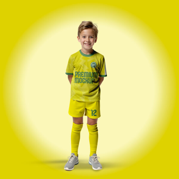 Kid Yellow Soccer Kit Mockup