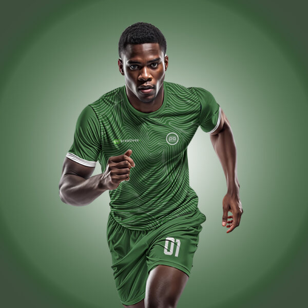 African Man Front View Green Jersey Mockup